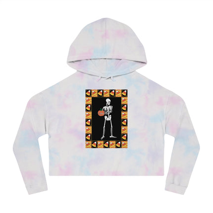 Candy Corn Skeleton Women’s Cropped Hooded Sweatshirt