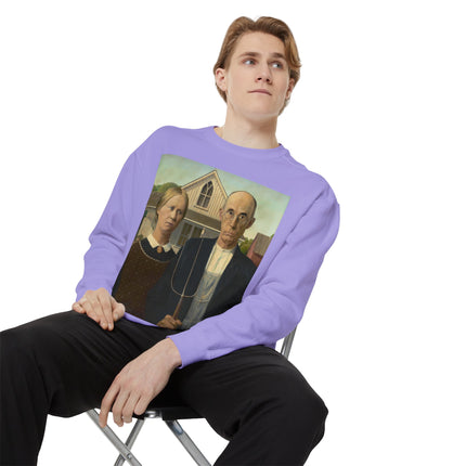American Gothic by Grant Wood Unisex Garment-Dyed Sweatshirt