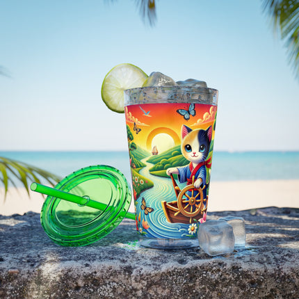Sailor Kitten’s River Adventure Sunsplash Tumbler with Straw, 16oz