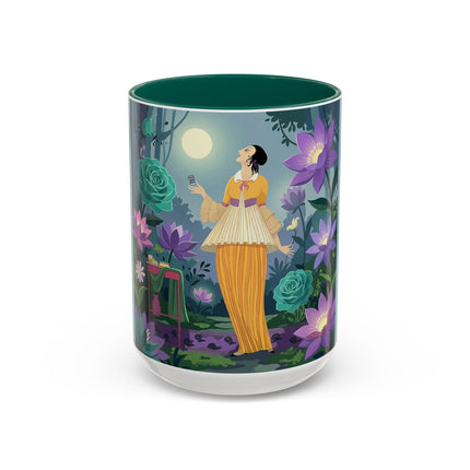 The Lady Of The Moonlit Garden Colorful Mugs – Art Deco Botanical Serenity