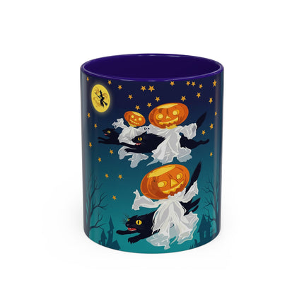 🐈‍⬛🎃 The Flying Black Cats Of Halloween Colorful Mug – Whimsical Storybook Charm