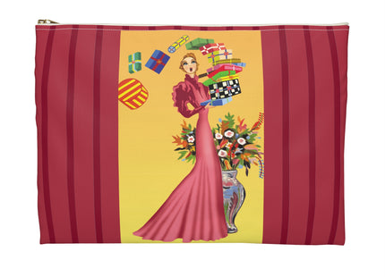 Elegant Holiday Woman with Gifts Accessory Pouch