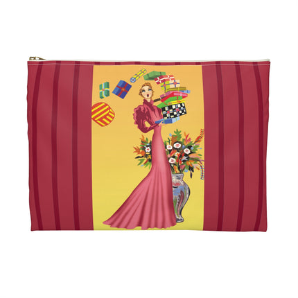 Elegant Holiday Woman with Gifts Accessory Pouch