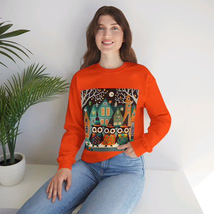 Night of the Trick-or-Treating Owlets Unisex Heavy Blend™ Crewneck Sweatshirt