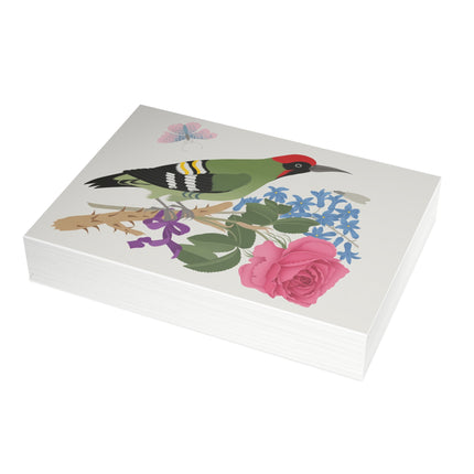 Woodpecker & Rose Greeting Card – Charming Beauty & Refined Simplicity