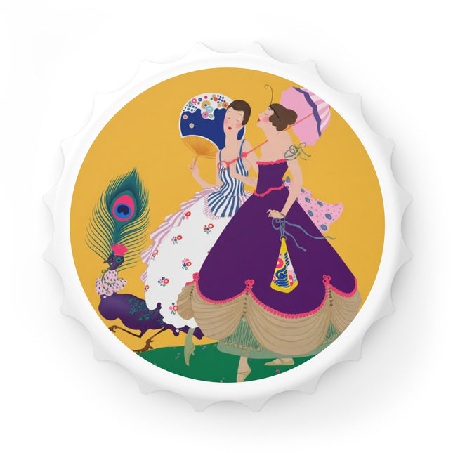 Peacock Ladies in the Garden Bottle Opener – Playful Elegance & Art Deco Charm