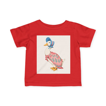 🪿🌸 The Little Pink Garden Goose Infant Fine Jersey Tee – Whimsical Storybook Charm