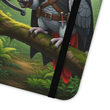 🪶🌲 The African Grey Sentinel Flip Case – Quiet Strength & Woodland Adventure