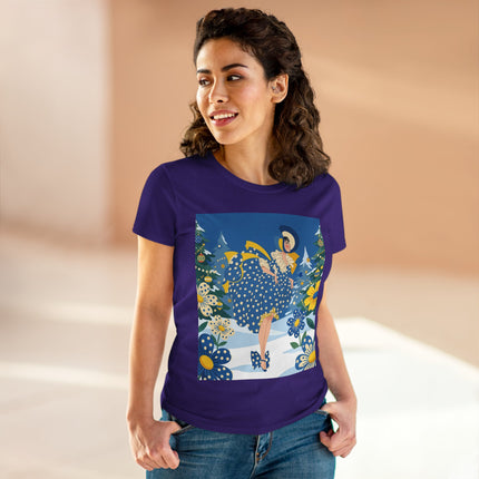 ❄️💙 The Bluebell Christmas Promenade Cotton Tee – Art Deco Holiday Elegance