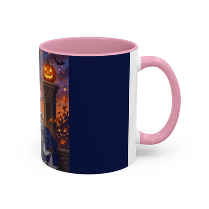🎃💙 The Pumpkin Lantern Courtship Colorful Mug – Romantic Halloween Elegance