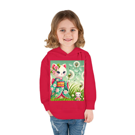 Geisha Kitten and the Dandelion Wish Toddler Pullover Fleece Hoodie