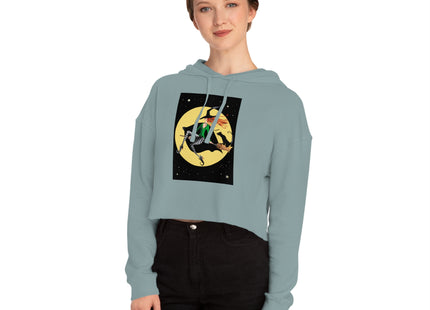 A Witch’s Moonlit Flight Women’s Cropped Hooded Sweatshirt
