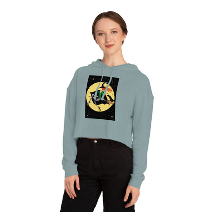 A Witch’s Moonlit Flight Women’s Cropped Hooded Sweatshirt