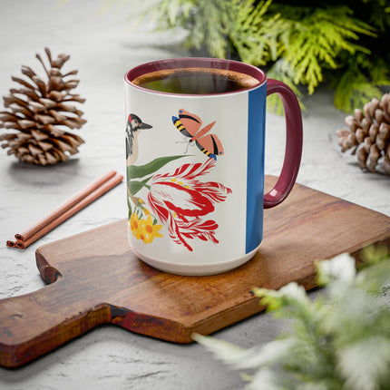 Woodpecker & Tulip Colorful Mugs – Vibrant Spring & Bold Beauty