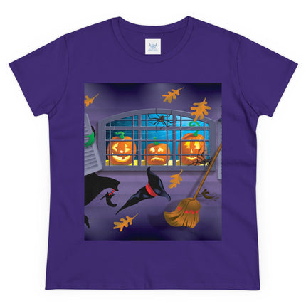 Whimsical Halloween Mischief Women's Midweight Cotton Tee