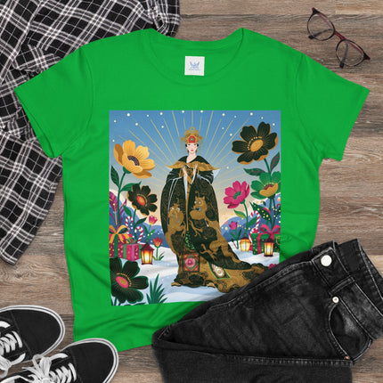 🌸✨ The Golden Garden Empress Cotton Tee – Asian-Inspired Floral Fantasy