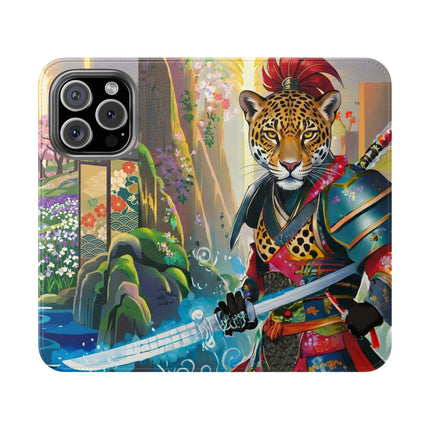 🐆⚔️ Circuit Samurai Jaguar Flip Case – Neon Power & Electric Honor