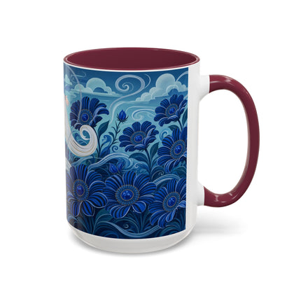 💙🌸 The Sapphire Wind Dancer Colorful Mug – Art Deco Floral Fantasy