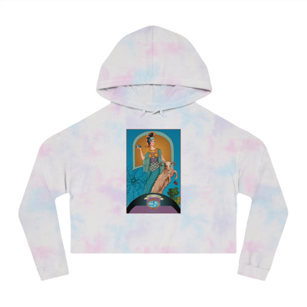 March & Aquamarine (Gem Series) by Sofia Chiostri Women’s Cropped Hooded Sweatshirt