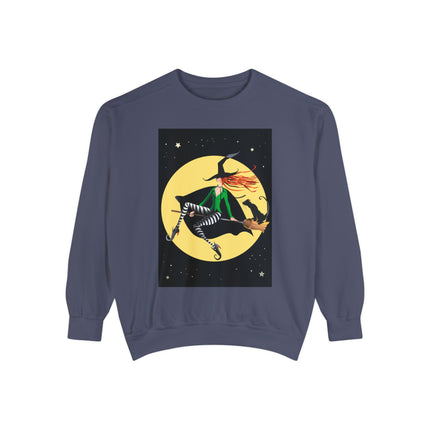 A Witch’s Moonlit Flight Unisex Garment-Dyed Sweatshirt