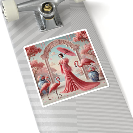 Petals, Porcelain, and Flamingos Kiss-Cut Stickers (4 Stickers)
