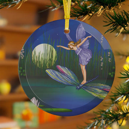 Fairy on a Dragonfly by Ida Rentoul Outhwaite Glass Ornament