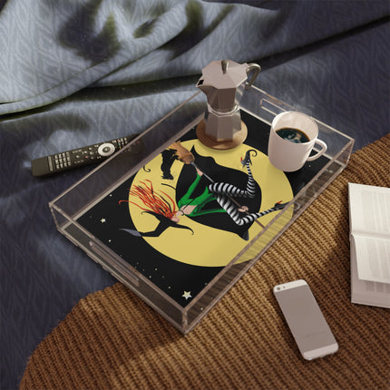 A Witch’s Moonlit Flight Acrylic Serving Tray