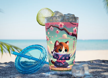 Samurai Kitten Sunsplash Tumbler with Straw, 16oz