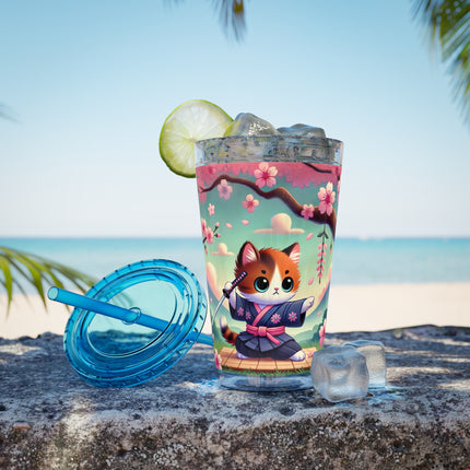 Samurai Kitten Sunsplash Tumbler with Straw, 16oz