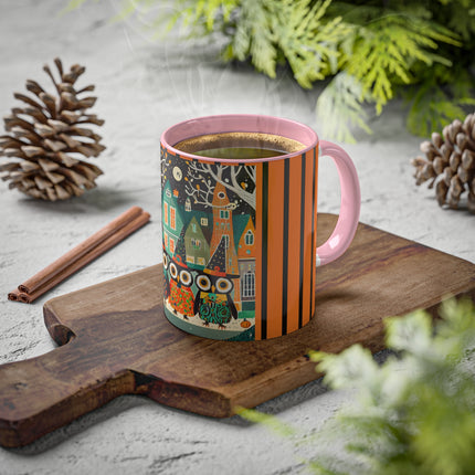 Night of the Trick-or-Treating Owlets Colorful Mugs, 11oz
