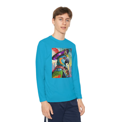 Tech Plumes Youth Long Sleeve Competitor Tee – Neon Wings & Cyberpunk Adventure