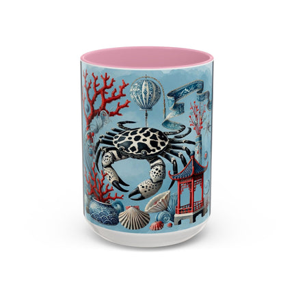Spotted Crab & Pagoda Colorful Mug – Mystical Ocean & Asian Harmony