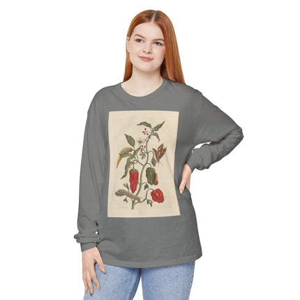 Botanical Pl.15 by Maria Sibylla Merian Garment-dyed Long Sleeve T-Shirt