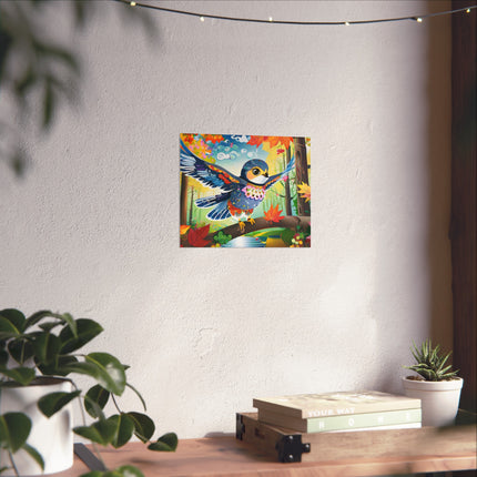 Baby Hawk Plays in Forest Fine Art Posters
