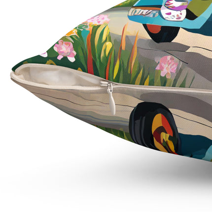 Stripes on Wheels Spun Polyester Square Pillow