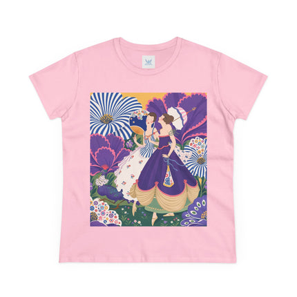 💜🌼 The Violet Garden Companions Cotton Tee – Art Deco Fashion Illustration