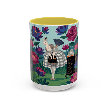The Lady Of The Lotus Garden Colorful Mugs – Art Deco Botanical Elegance