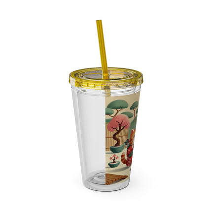 Archer Kitten in the Zen Garden Sunsplash Tumbler with Straw, 16oz