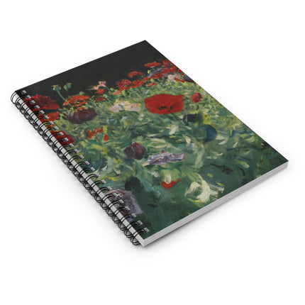 Poppies (A Study of Poppies for Carnation, Lily, Lily, Rose) by John Singer Sargent Spiral Notebook - Ruled Line