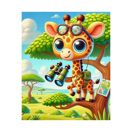 🦒🌿 Giraffe Lookout Matte Vertical Poster – Curiosity, Adventure & Joyful Discovery