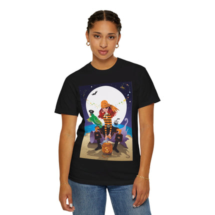 Moonlit Pirate Halloween Unisex Garment-Dyed T-shirt