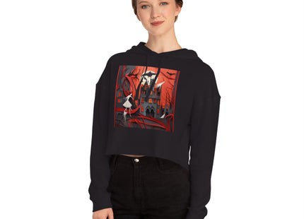 Halloween Night Scene Women’s Cropped Hooded Sweatshirt