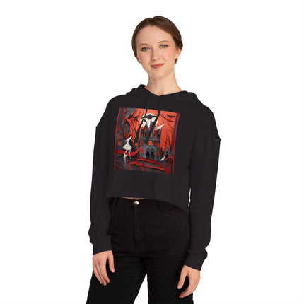Halloween Night Scene Women’s Cropped Hooded Sweatshirt