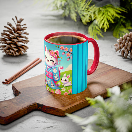 Springtime Kitten’s Easter Joy Colorful Mugs (11oz, 15oz)
