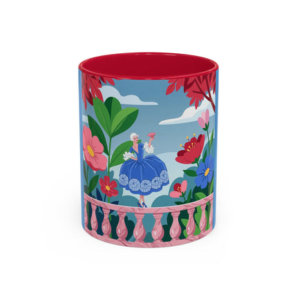 The Lady Of The Blossoming Terrace Colorful Mugs – Art Deco Floral Garden Elegance