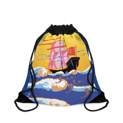 Golden Seas and Whimsical Dreams Drawstring Bag