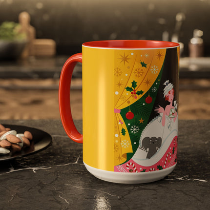 💌🎄 The Christmas Letter Of Holly House Colorful Mug – Whimsical Art Deco Holiday Charm