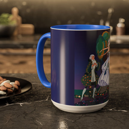 Moonlit Garden Waltz Colorful Mug (11oz, 15oz) – Rococo Romance, Garden Elegance & Enchanted Dance