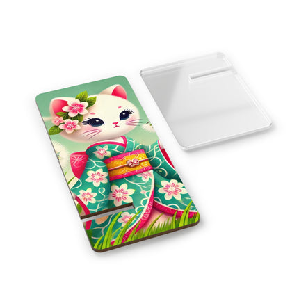 Geisha Kitten and the Dandelion Wish Mobile Display Stand for Smartphones