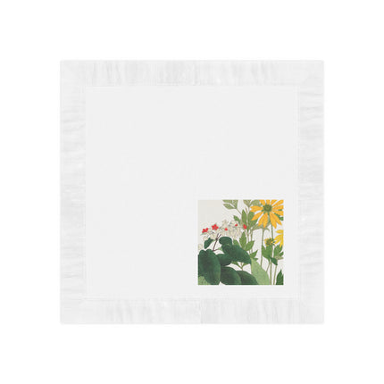 Clerodendrum & Rudbeckia by Tanigami Kônan White Coined Napkins